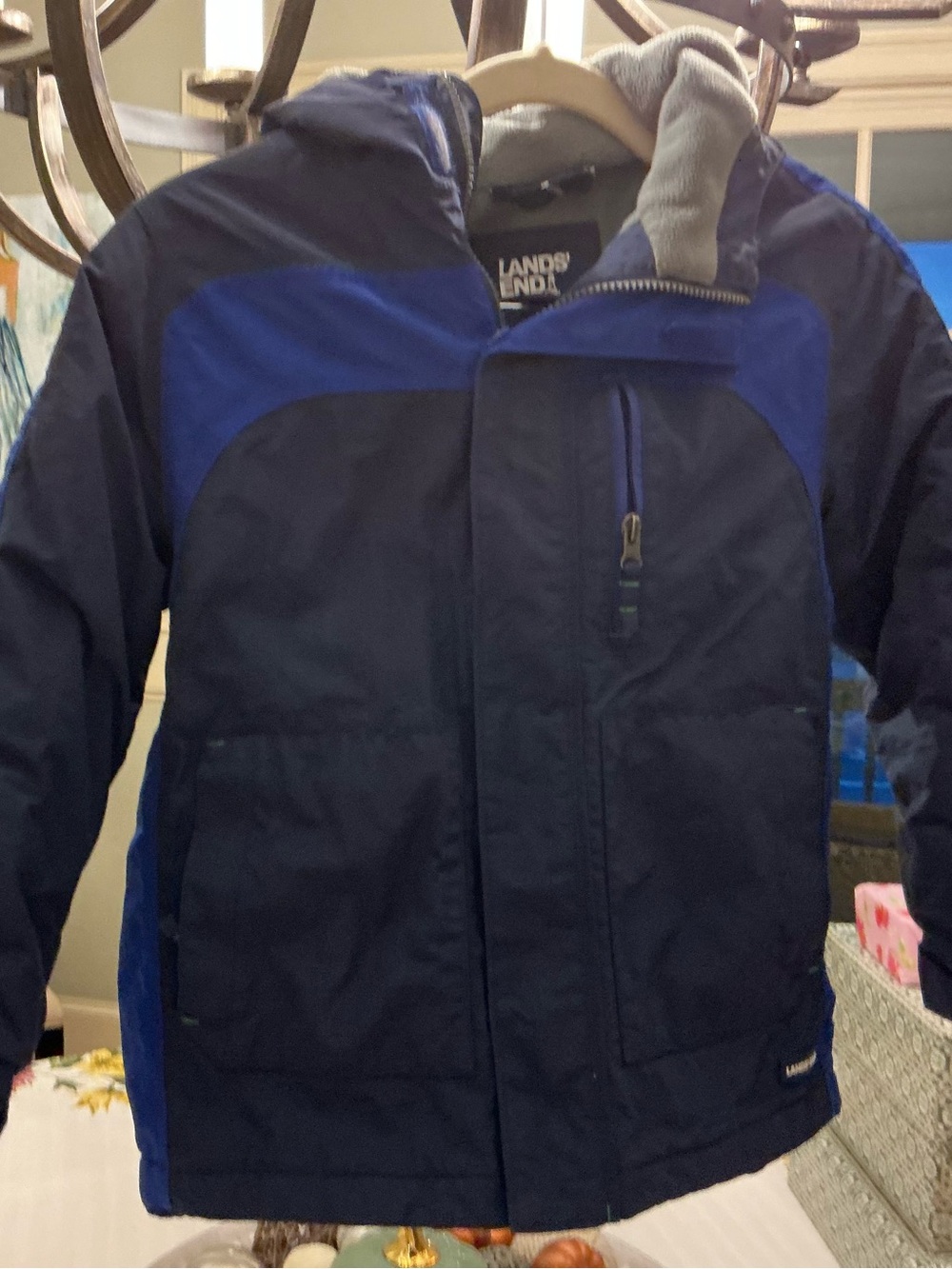 Lands' End Boys Go and Grow Navy & Royal Blue Hooded Jacket